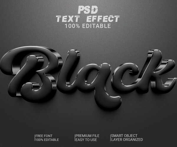 ArtStation - 3D Black PSD fully editable text effect. Layer style PSD