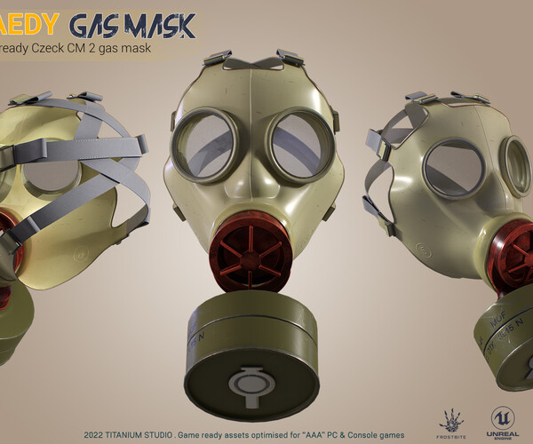ArtStation Game Ready Low poly War Gas mask Game Assets