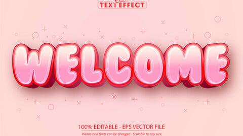 Cartoon text effect, editable welcome text style