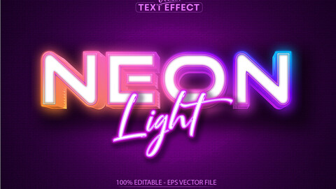 Neon Light text effect, editable neon text style