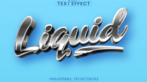 Silver text effect, editable shiny metallic color text style