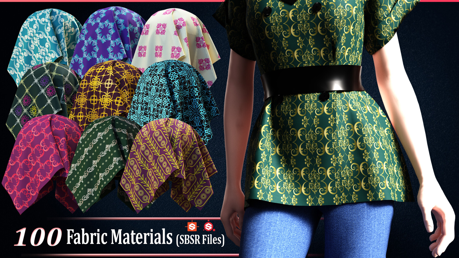 ArtStation - 100 Fabric Materials-SBSAR-Vol01 | Game Assets