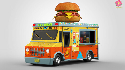 Low Poly Burger Truck For Ar,Vr and Games