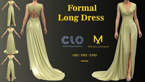 Formal Long Dress/ OBJ / FBX / ZPRJ