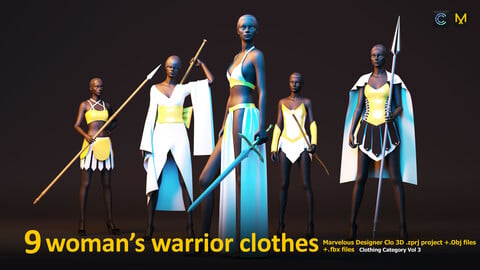 9 WOMAN'S WARRIOR CLOTHES_ VARIOUS STYLES_MARVELOUS DESIGNER_ CLO3D