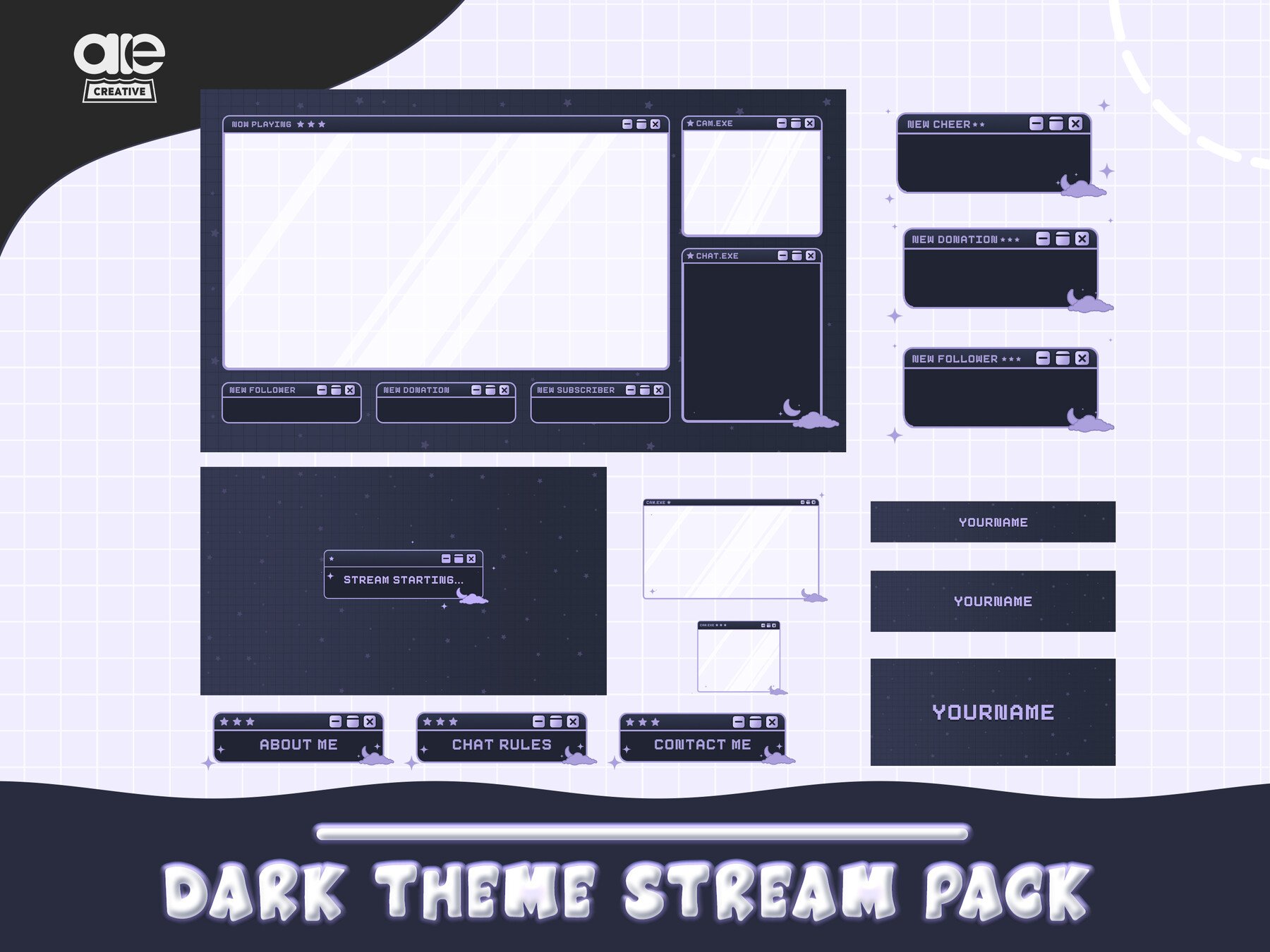 ArtStation - Purple Celestial Twitch Stream Pack, Overlay Set, Stream ...