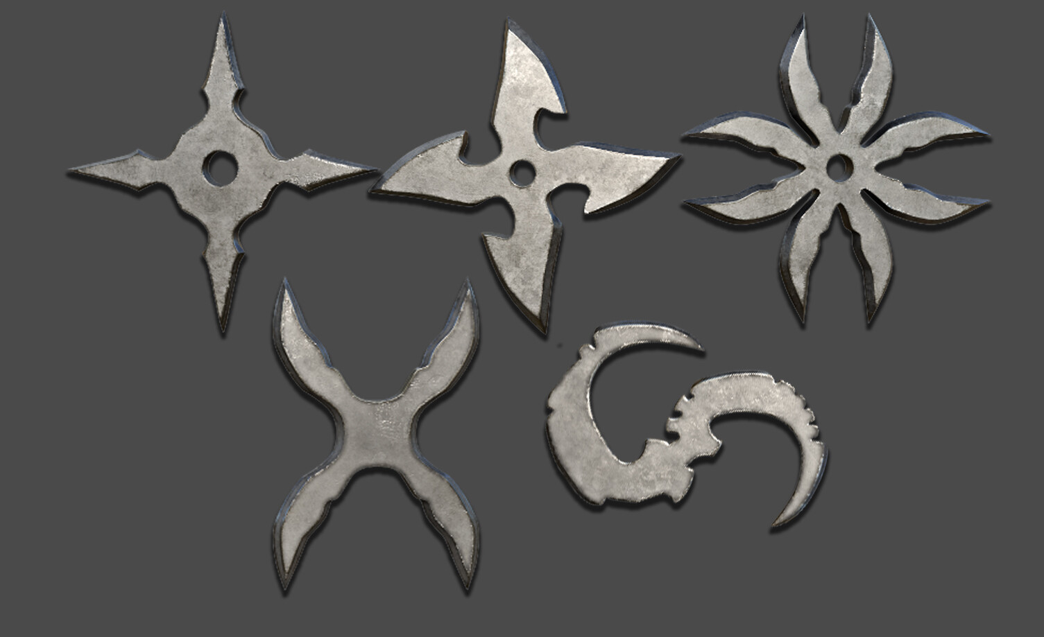 ArtStation - 100 Shuriken Models Lowpoly and Highpoly (with UV) , IMM Brush