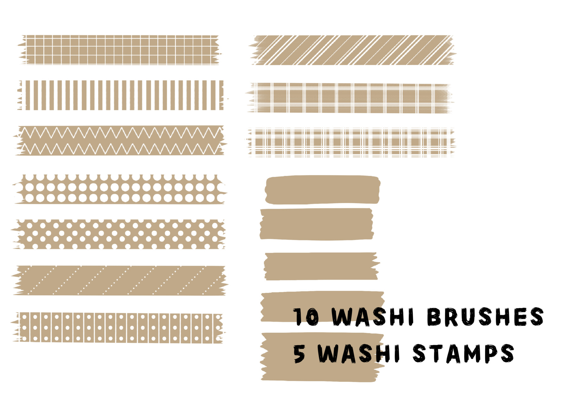 Washi tape Procreate stamps. Digital scrapbooking Procreate stamps