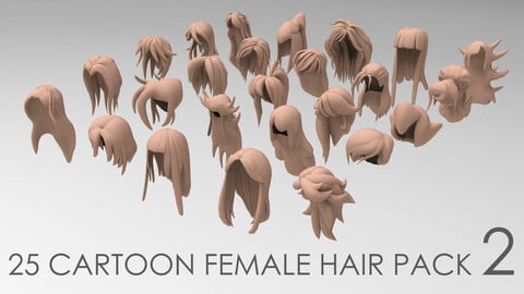 25 cartoon female hair pack 2