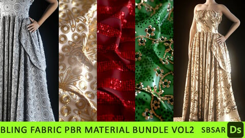 Bling fabric PBR material bundle vol2  ( SBSAR + 4k textures)
