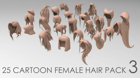 25 cartoon female hair pack 3
