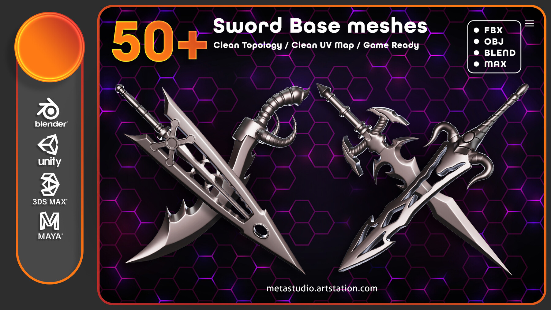 ArtStation - 50 Sword Base Mesh | Game Assets