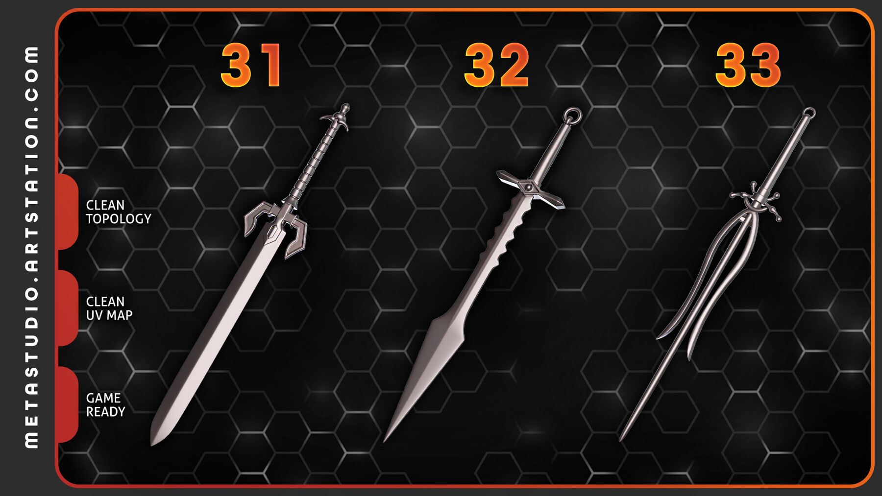 ArtStation 50 Sword Base Mesh Game Assets