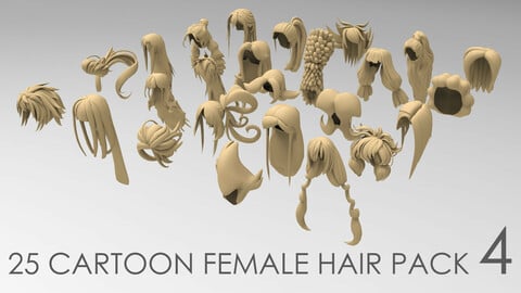25 cartoon female hair pack 4