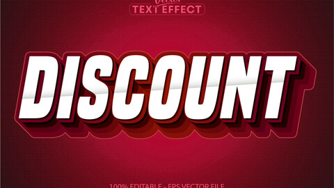 Discount text effect, editable font style suitable for banner, advertising, social media post, etc. designs