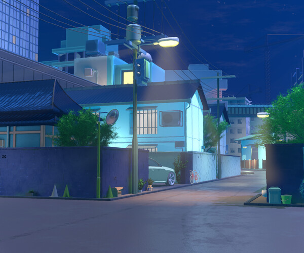 ArtStation - Blender anime style city background / scene | Resources