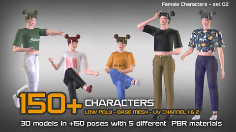 150+ Female Characters -set 02 +PBR materials