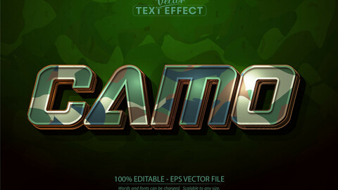 Camouflage text effect, editable green camouflage pattern text style