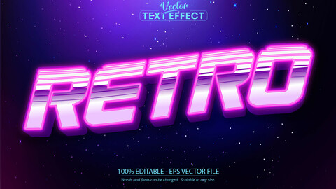 Retro text effect, editable neon light text style