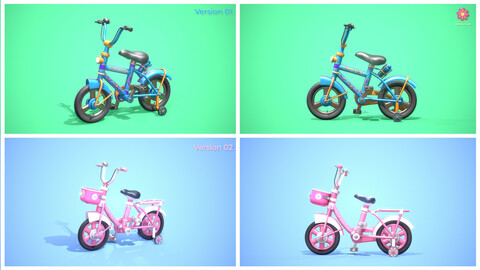 2 Low Poly Cartoony Bicycles for Ar,Vr and Games