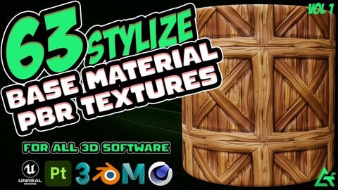 63 Stylized Base Material +PBR Texture / Substance 3D painter and all 3d software