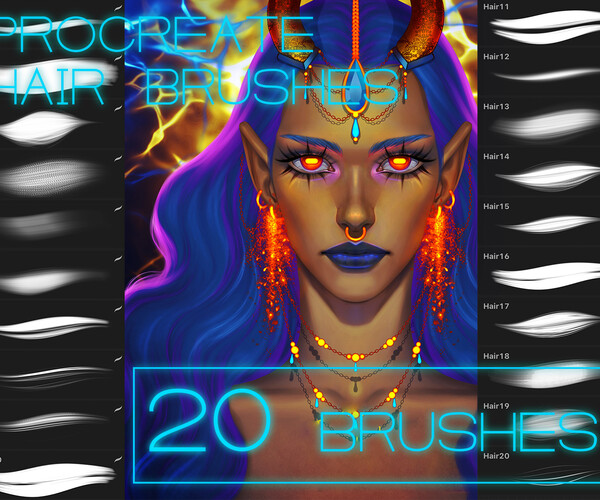 ArtStation Procreate Hair brush set Brushes