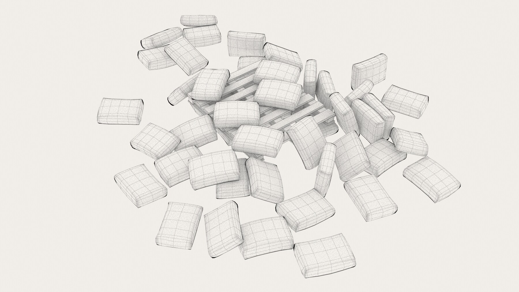 ArtStation concrete bags pallet pile 1 Game Assets