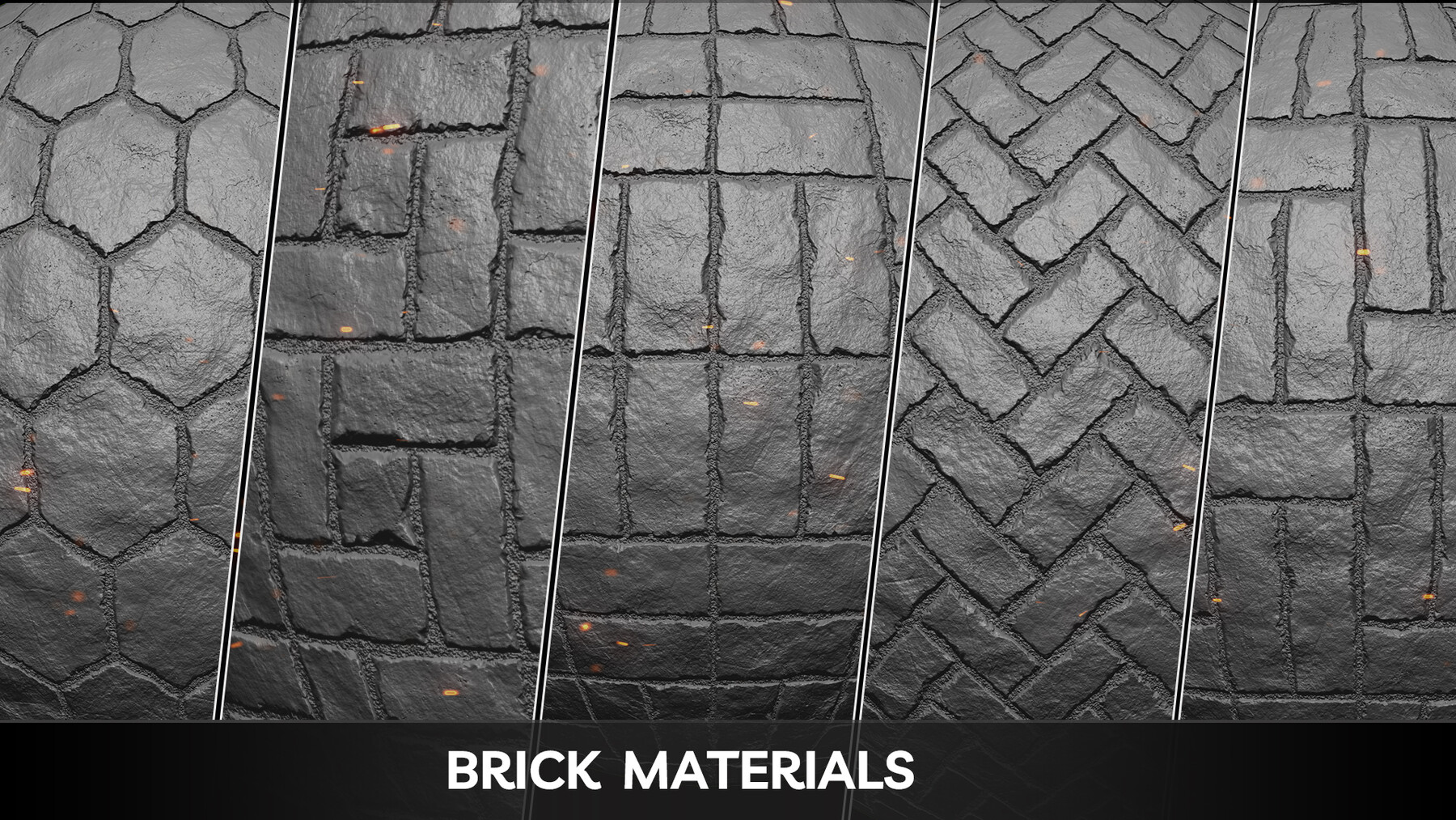 20 Tileable Brick Wall Alphas 3D Model[ArtStation]