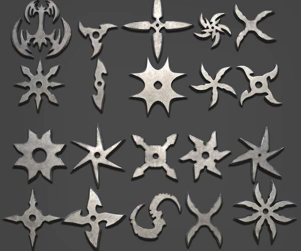 Artstation - 100 Shuriken Models Lowpoly And Highpoly (with Uv) , Imm 