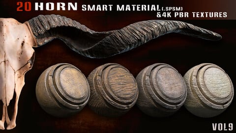 20 Horn smart material + 4k PBR textures - Vol 9