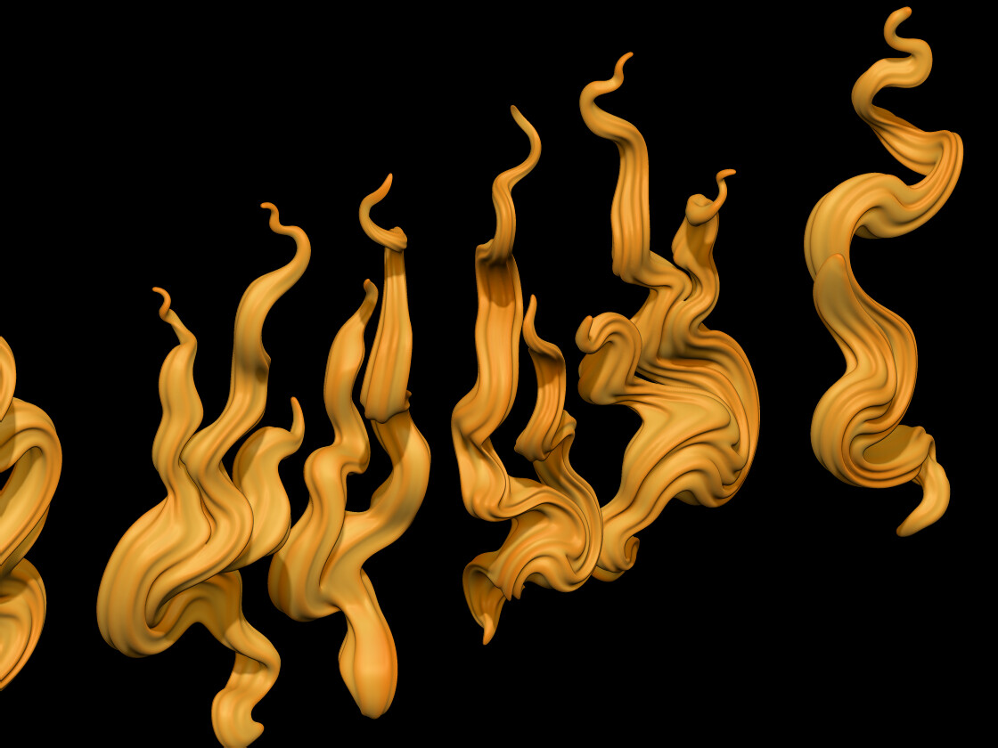 Lucian Bogdan fire effect stylized pack_1 IMM brush and .obj files