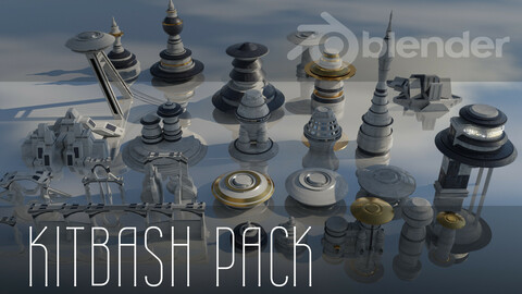 Kitbash pack | Ancient sci-fi city | Blender