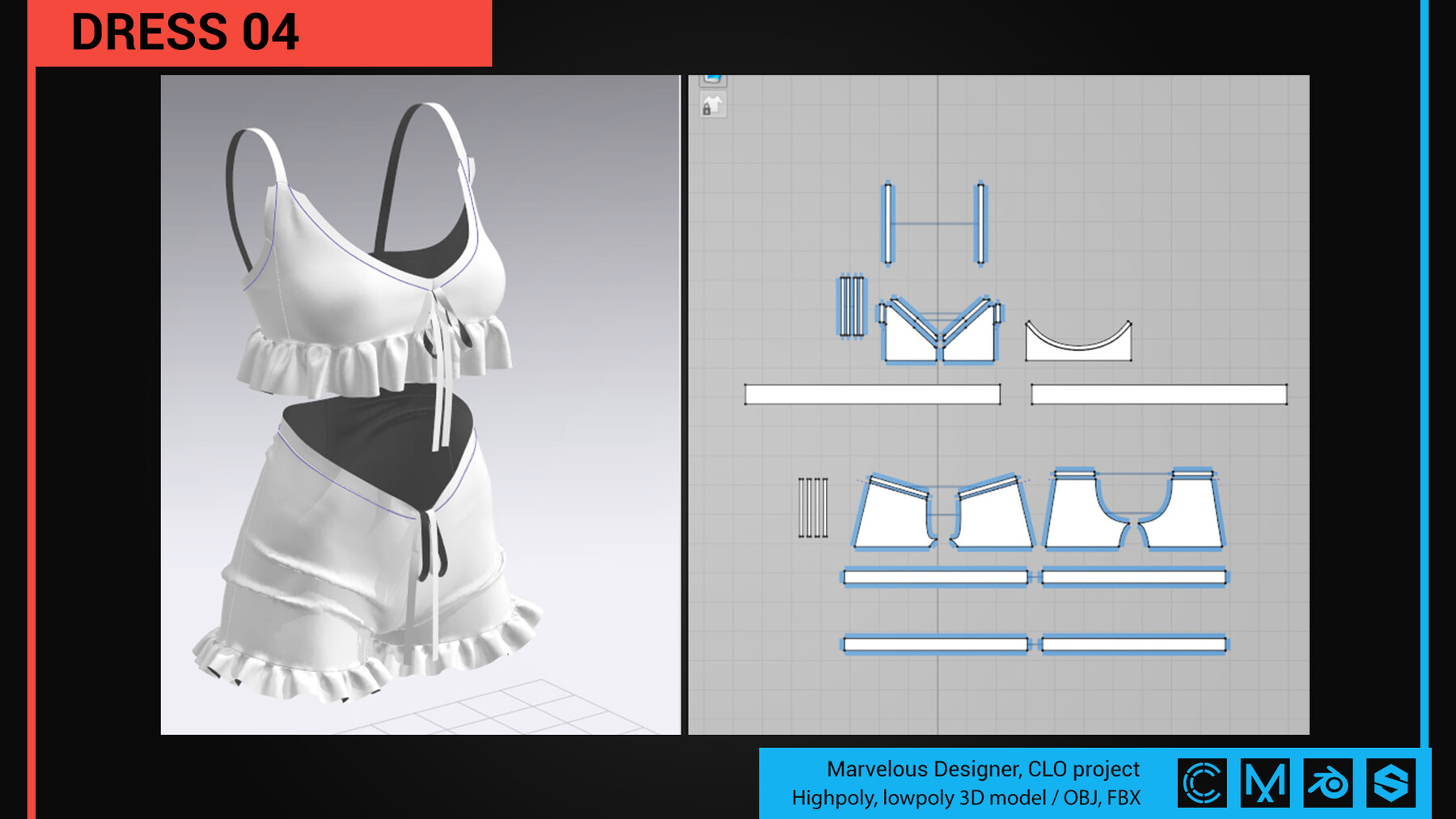 ArtStation - Dress 04 - Marvelous Designer, CLO project. | Resources