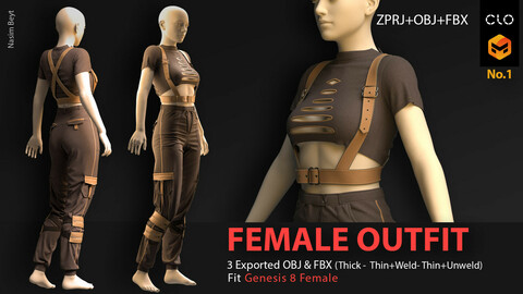 Female Outfit No.01. CLO3D, MD PROJECTS+OBJ+FBX