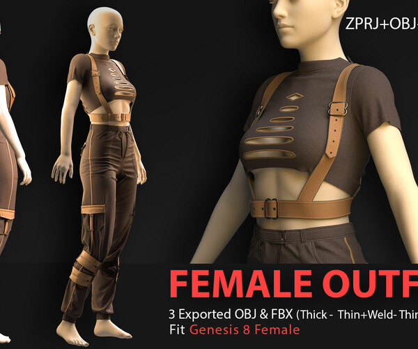 ArtStation - Female Outfit No.01. Marvelous Designer/Clo3D Project File ...