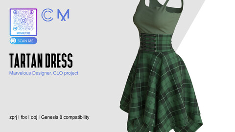 Tartan Dress | Marvelous Designer | CLO3D project