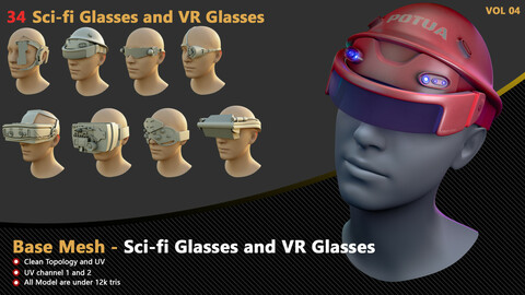 34 Sci-fi Glasses and VR Glasses Base Mesh - VOL 04