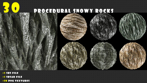 30  Procedural Snowy Rocks