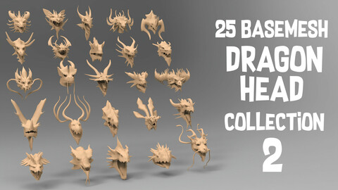 25 basemesh dragon head collection 2