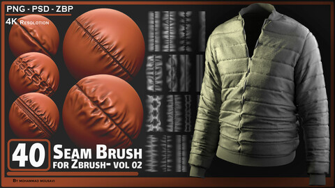 40 Seam Brush for ZBrush - VOL 02 ( Without Stitch )
