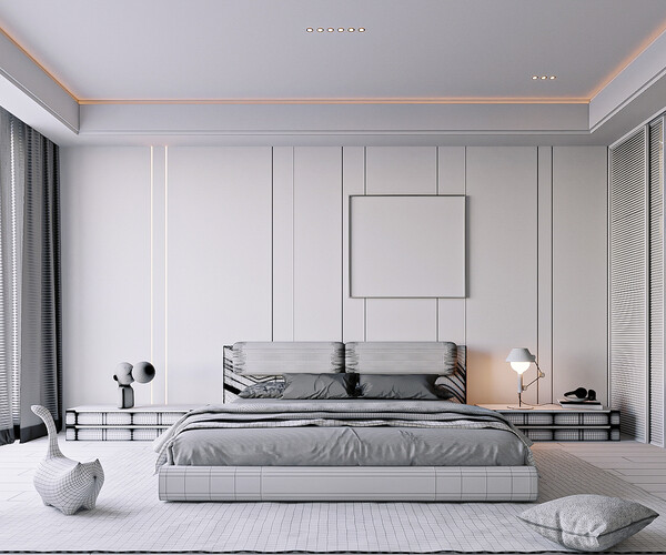 ArtStation - Black and Orange Bedroom | Resources