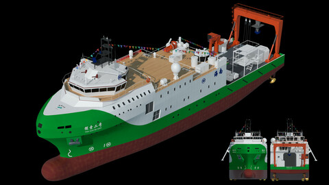 China Discovery II scientific research ship 3D model