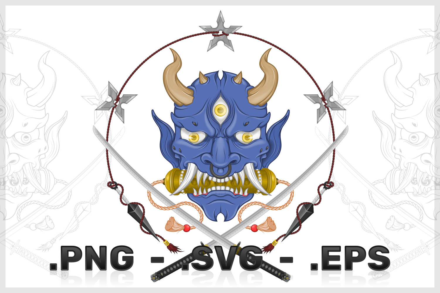 ArtStation Japanese Demon Oni Vector Design With Katana Artworks