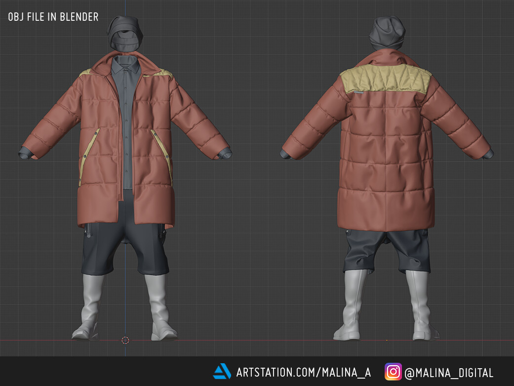 ArtStation - Men's outfit_025 with puffer jacket. Marvelous Designer ...