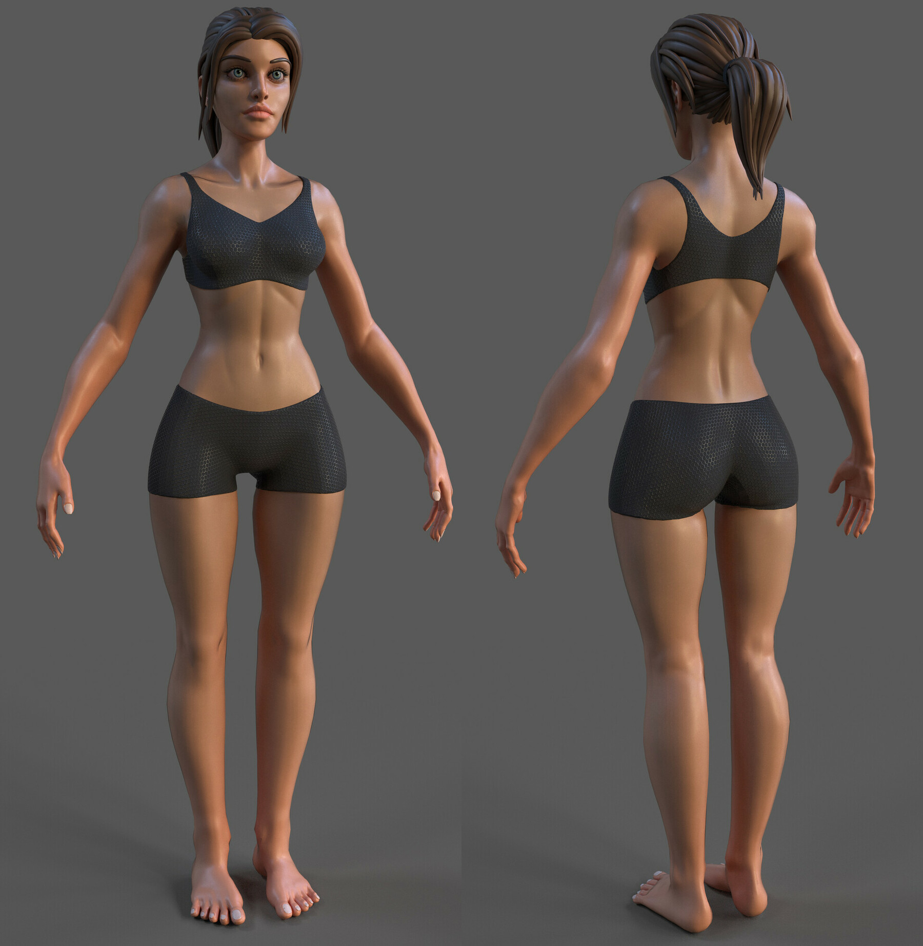 Artstation Stylized Female Base Mesh Game Assets