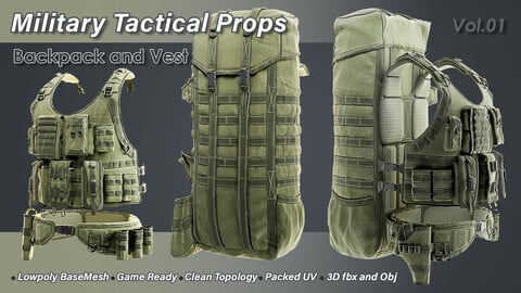 Military Props Vol.01 / Backpack and Tactical Vest