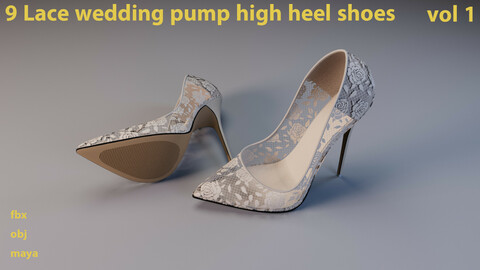 lace wedding high heel pump shoes
