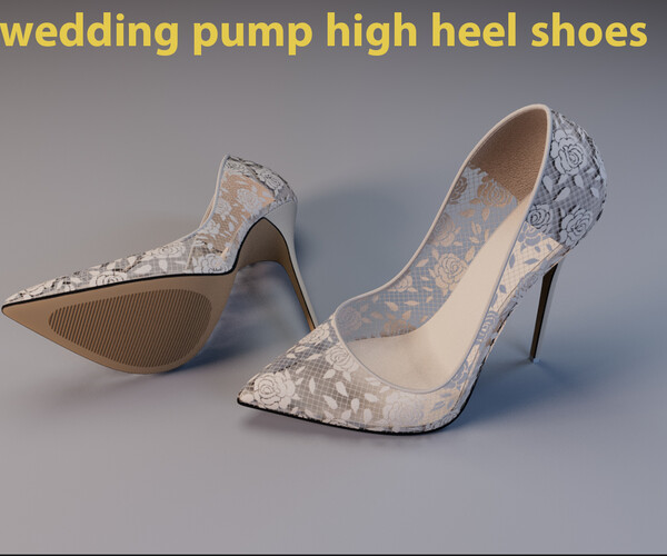 ArtStation lace wedding high heel pump shoes Game Assets