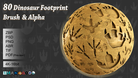 80 Dinosaur footprint brush & alpha
