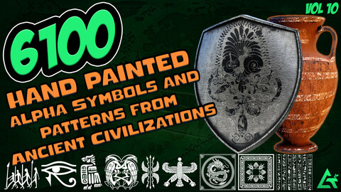 6100 Hand Painted Alpha Symbols and Patterns from Ancient Civilizations (MEGA Pack) - Vol 10